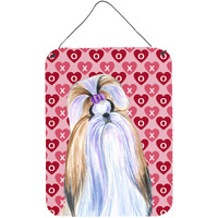 "Caroline's Treasures SS4465DS1216 Shih Tzu Hearts Love and Valentine's Day Portrait Wall or Door Hanging Prints, 16"" x 12"", Multicolor"