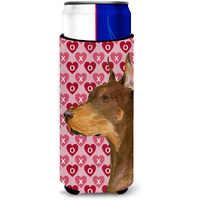 Doberman Hearts Love and Valentine's Day Portrait Ultra Beverage Insulators for slim cans SS4468MUK