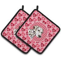 "Caroline's Treasures Dalmatian Hearts Love & Valentine's Day Portrait Pair of Pot Holders SS4469PTHD, 7.5HX7.5W, Multicolor"