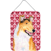 "Caroline's Treasures Collie Smooth Hearts Love and Valentine's Day Wall or Door Hanging Prints, 16"" x 12"", Multicolor"