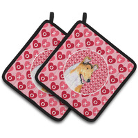 "Caroline's Treasures Collie Smooth Hearts Love & Valentine's Day Portrait Pair of Pot Holders SS4470PTHD, 7.5HX7.5W, Multicolor"