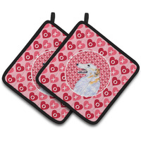 "Caroline's Treasures Borzoi Hearts Love & Valentine's Day Portrait Pair of Pot Holders SS4475PTHD, 7.5HX7.5W, Multicolor"