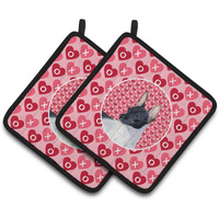 "Caroline's Treasures Rat Terrier Hearts Love & Valentine's Day Portrait Pair of Pot Holders SS4480PTHD, 7.5HX7.5W, Multicolor"