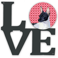 "Caroline's Treasures Rat Terrier Hearts Valentine's Day Portrait Metal Artwork Love wall-decor, Multicolor"