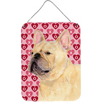 "Caroline's Treasures SS4485DS1216 French Bulldog Hearts Love and Valentine's Day Wall or Door Hanging Prints, 16"" x 12"", Multicolor"