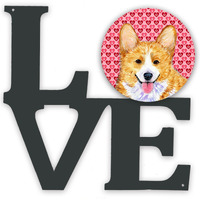 "Caroline's Treasures Corgi Hearts Valentine's Day Portrait Metal Artwork Love wall-decor, Multicolor"
