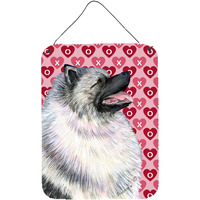 "Caroline's Treasures Keeshond Hearts Love and Valentine's Day Portrait Wall or Door Hanging Prints, 16"" x 12"", Multicolor"