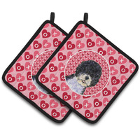 "Caroline's Treasures Portuguese Water Dog Hearts Love Valentine's Day Pair of Pot Holders SS4490PTHD, 7.5HX7.5W, Multicolor"