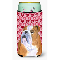 Bulldog English Hearts Love Valentine's Day  Tall Boy Beverage Insulator Beverage Insulator Hugger