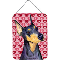 "Caroline's Treasures Doberman Hearts Love and Valentine's Day Portrait Door Hanging Prints wall-decor, 16"" x 12"", Multicolor"