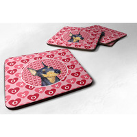 "Caroline's Treasures SS4495FC Doberman Foam Coasters (Set of 4), 3.5"" H x 3.5"" W, Multicolor"