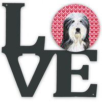"Caroline's Treasures Bearded Collie Hearts Valentine's Day Portrait Metal Artwork Love wall-decor, Multicolor"