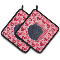 "Caroline's Treasures Chow Hearts Love & Valentine's Day Portrait Pair of Pot Holders SS4501PTHD, 7.5HX7.5W, Multicolor"