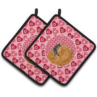 "Caroline's Treasures Chow Hearts Love & Valentine's Day Portrait Pair of Pot Holders SS4502PTHD, 7.5HX7.5W, Multicolor"