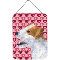 "Caroline's Treasures Jack Russell Terrier Hearts Love and Valentine's Day Wall Door Hanging Prints, 16"" x 12"", Multicolor"