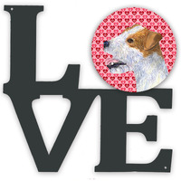 "Caroline's Treasures Jack Russell Terrier Hearts Valentine's Day Portrait Metal Artwork Love wall-decor, Multicolor"