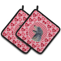 "Caroline's Treasures Irish Wolfhound Hearts Love & Valentine's Day Portrait Pair of Pot Holders SS4506PTHD, 7.5HX7.5W, Multicolor"