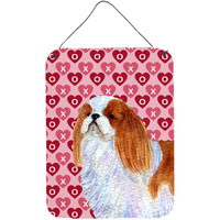 "Caroline's Treasures English Toy Spaniel Hearts Love and Valentine's Day Wall or Door Hanging Prints, 16"" x 12"", Multicolor"