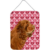 "Caroline's Treasures Sussex Spaniel Hearts Love and Valentine's Day Wall or Door Hanging Prints, 16"" x 12"", Multicolor"