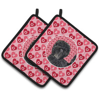 "Caroline's Treasures Affenpinscher Hearts Love & Valentine's Day Portrait Pair of Pot Holders SS4511PTHD, 7.5HX7.5W, Multicolor"