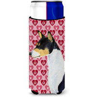Basenji Hearts Love and Valentine's Day Portrait Ultra Beverage Insulators for slim cans SS4514MUK