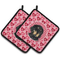 "Caroline's Treasures Gordon Setter Hearts Love & Valentine's Day Portrait Pair of Pot Holders SS4515PTHD, 7.5HX7.5W, Multicolor"
