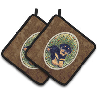 "Caroline's Treasures Rottweiler Pair of Pot Holders SS8107PTHD, 7.5HX7.5W, Multicolor"