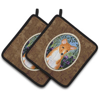 "Caroline's Treasures Basenji Pair of Pot Holders SS8108PTHD, 7.5HX7.5W, Multicolor"