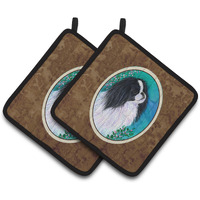 "Caroline's Treasures Japanese Chin Pair of Pot Holders SS8134PTHD, 7.5HX7.5W, Multicolor"