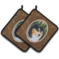 "Caroline's Treasures Sheltie Pair of Pot Holders SS8140PTHD, 7.5HX7.5W, Multicolor"