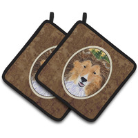 "Caroline's Treasures Sheltie Pair of Pot Holders SS8141PTHD, 7.5HX7.5W, Multicolor"
