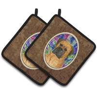 "Caroline's Treasures Bullmastiff Pair of Pot Holders SS8155PTHD, 7.5HX7.5W, Multicolor"