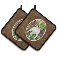 "Caroline's Treasures English Bulldog Pair of Pot Holders SS8156PTHD, 7.5HX7.5W, Multicolor"