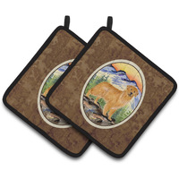 "Caroline's Treasures Golden Retriever Pair of Pot Holders SS8163PTHD, 7.5HX7.5W, Multicolor"