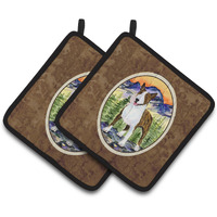 "Caroline's Treasures Bull Terrier Pair of Pot Holders SS8167PTHD, 7.5HX7.5W, Multicolor"