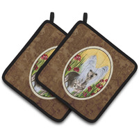 "Caroline's Treasures Chinese Crested Pair of Pot Holders SS8185PTHD, 7.5HX7.5W, Multicolor"