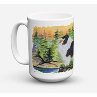 "Caroline's Treasures SS8203CM15 Collie Dishwasher Safe Microwavable Ceramic Coffee Mug, 15 oz, Multicolor"
