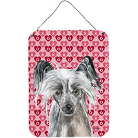 "Caroline's Treasures Chinese Crested Valentine's Love Aluminium Metal Wall or Door Hanging Prints, 16"" x 12"""