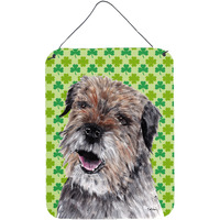 "Caroline's Treasures Border Terrier St Patrick's Irish Aluminium Metal Wall or Door Hanging Prints, 16"" x 12"""