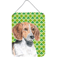 "Caroline's Treasures English Foxhound St Patrick's Irish Aluminium Metal Wall or Door Hanging Prints, 16"" x 12"""