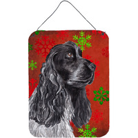 "Caroline's Treasures SC9582DS1216 Cocker Spaniel Red Snowflake Christmas Wall or Door Hanging Prints, 16"" x 12"""