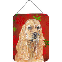 "Caroline's Treasures SC9584DS1216 Cocker Spaniel Red Snowflake Christmas Wall or Door Hanging Prints, 16"" x 12"""