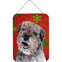 "Caroline's Treasures Border Terrier Red Snowflake Christmas Wall or Door Hanging Prints, 16"" x 12"""