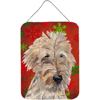 "Caroline's Treasures Goldendoodle Red Snowflake Christmas Wall or Door Hanging Prints, 16"" x 12"""