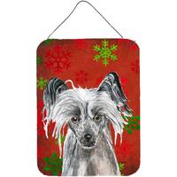 "Caroline's Treasures Chinese Crested Red Snowflake Christmas Wall or Door Hanging Prints, 16"" x 12"""