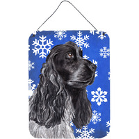 "Caroline's Treasures SC9596DS1216 Cocker Spaniel Blue Snowflake Winter Wall or Door Hanging Prints, 16"" x 12"""
