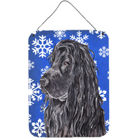 "Caroline's Treasures English Cocker Spaniel Blue Snowflake Winter Wall or Door Hanging Prints, 16"" x 12"""