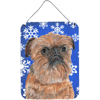 "Caroline's Treasures SC9600DS1216 Brussels Griffon Blue Snowflake Winter Wall or Door Hanging Prints, 16"" x 12"""