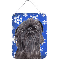 "Caroline's Treasures SC9601DS1216 Brussels Griffon Blue Snowflake Winter Wall or Door Hanging Prints, 16"" x 12"""