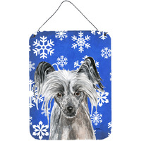 "Caroline's Treasures Chinese Crested Blue Snowflake Winter Wall or Door Hanging Prints, 16"" x 12"""